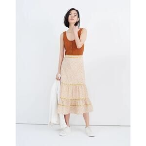 Madewell Print-Mix Tiered Midi Skirt Size 6